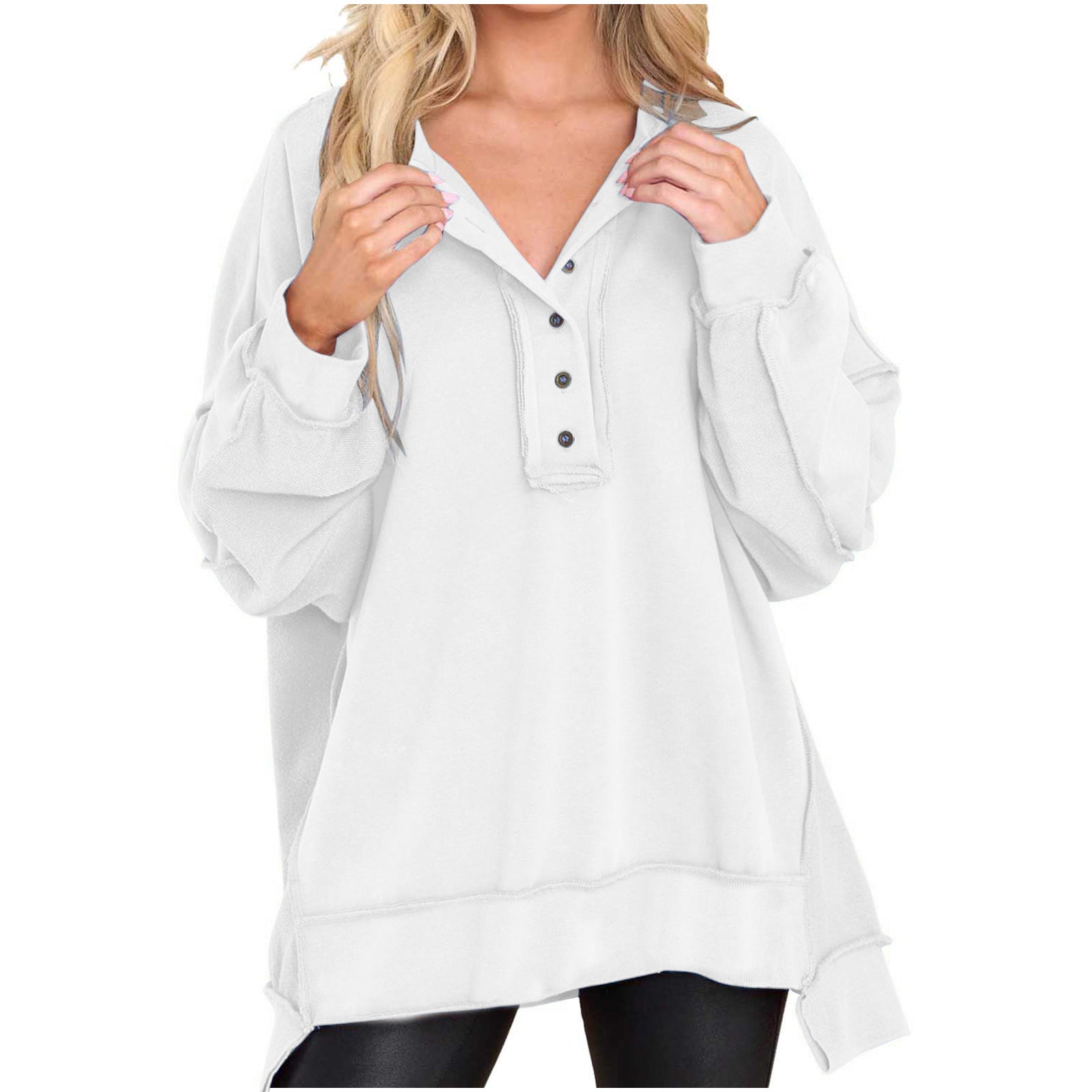 Button-Collar Sweatshirt by Eleanor Vale