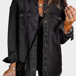 Classic denim jacket with button front and fringed hem
