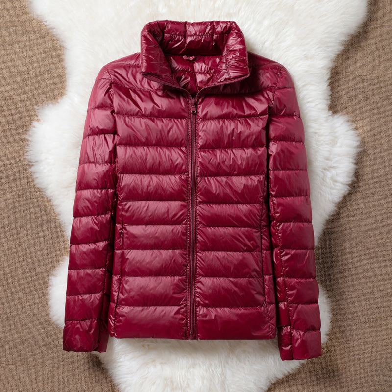 Lightweight padded jacket in deep burgundy