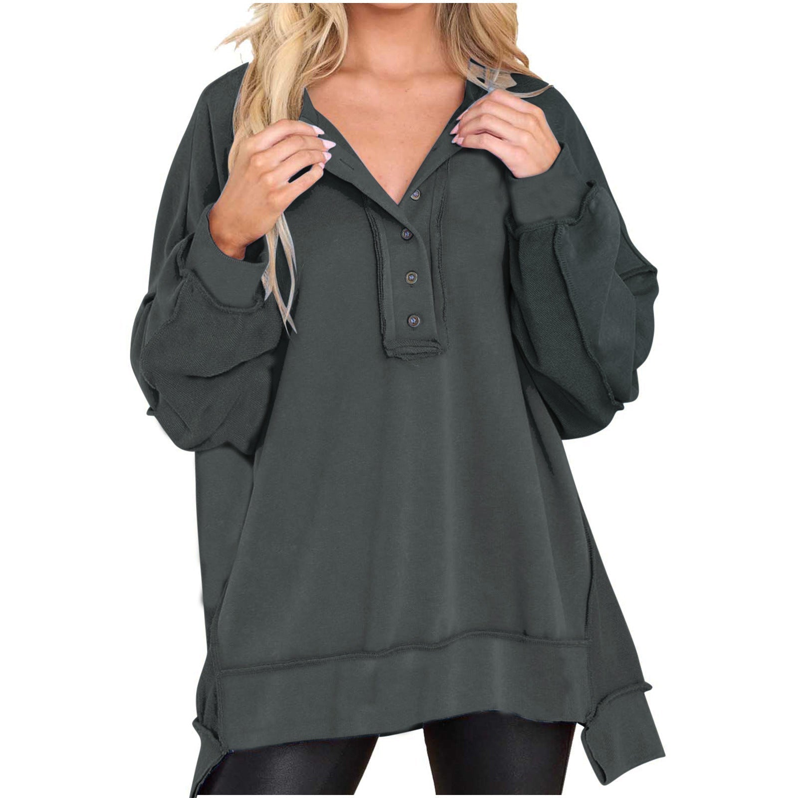 Button-Collar Sweatshirt by Eleanor Vale
