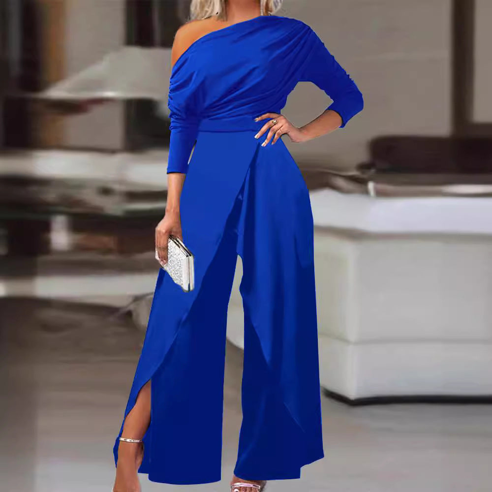 One-Shoulder Wrap Jumpsuit by Eleanor Vale