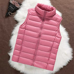 Woman wearing a salmon padded gilet