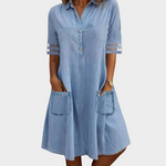 Light, airy denim dress with front pockets