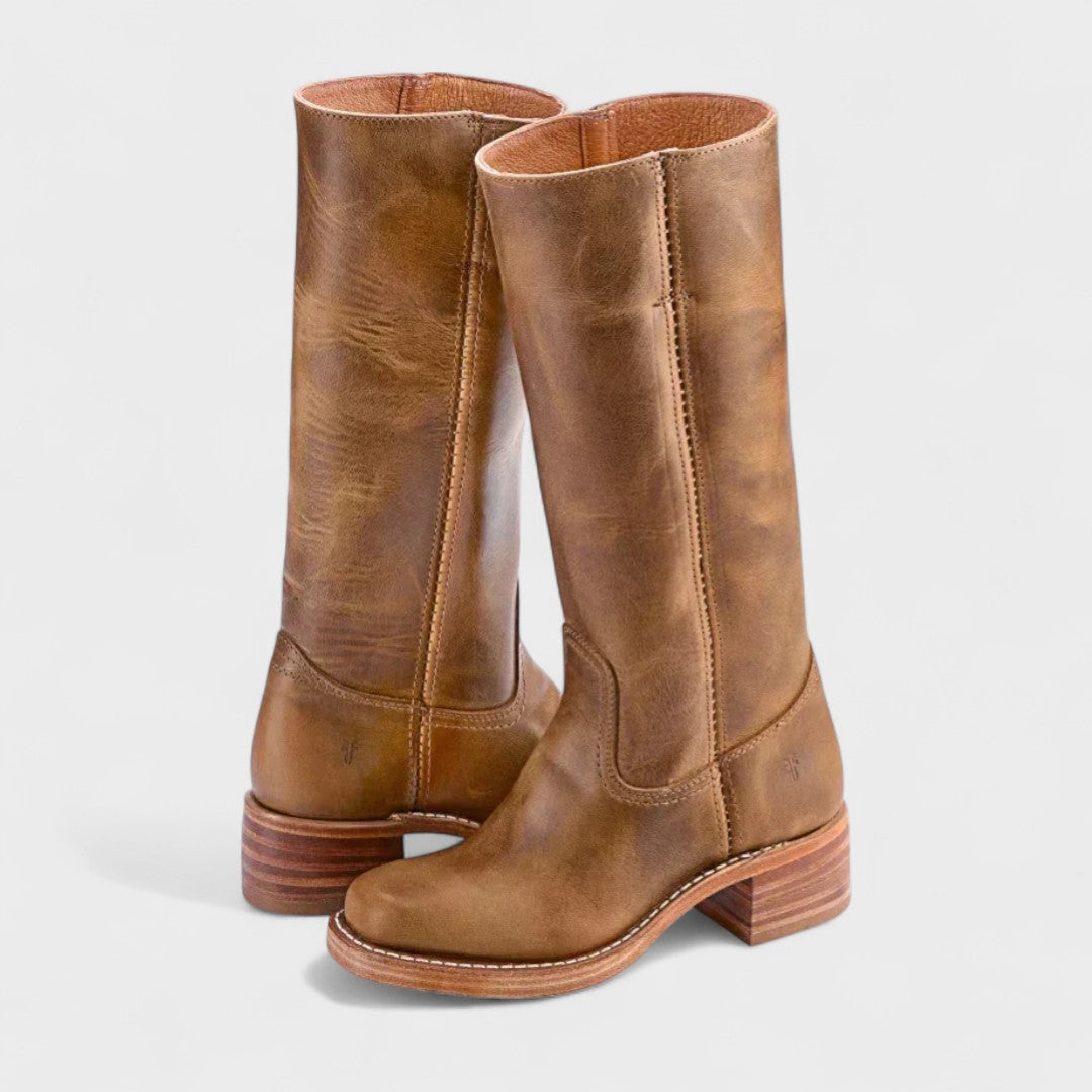 Marianne - Knee-High Leather Riding Boots in Light Brown