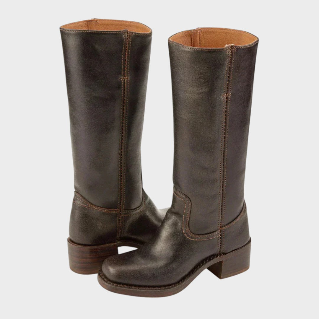Marianne - Knee-High Leather Riding Boots in Dark Brown