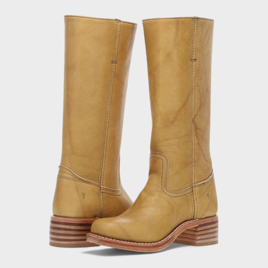 Marianne - Knee-High Leather Riding Boots in Yellow