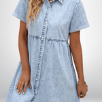 Button-front denim dress