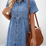Button-front denim dress
