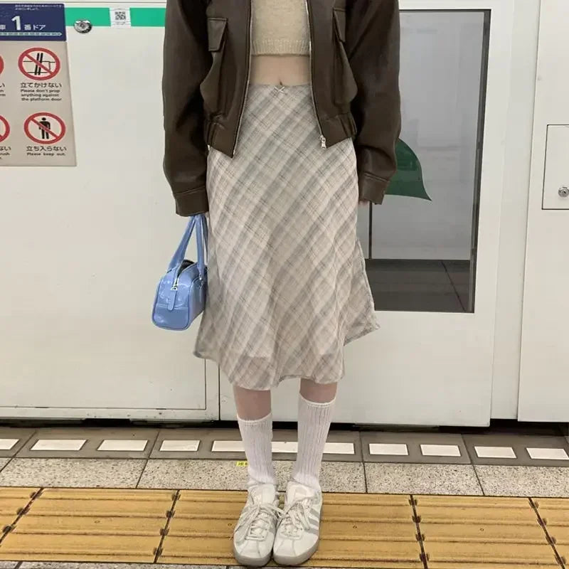 Bias-Plaid Midi Skirt by Eleanor Vale