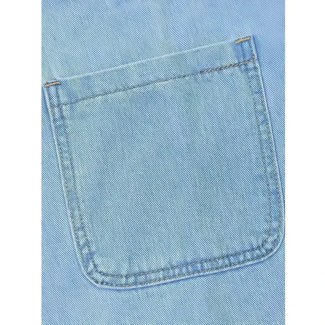 Woman wearing a relaxed denim dress