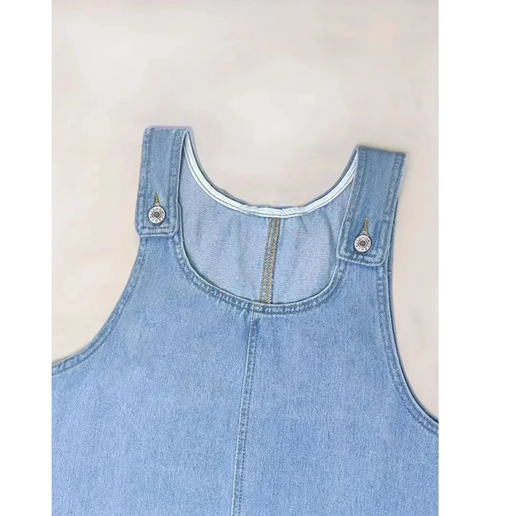 Woman wearing a relaxed denim dress