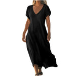 Woman wearing a flowing lightweight summer maxi dress