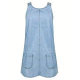 Woman wearing a relaxed denim dress