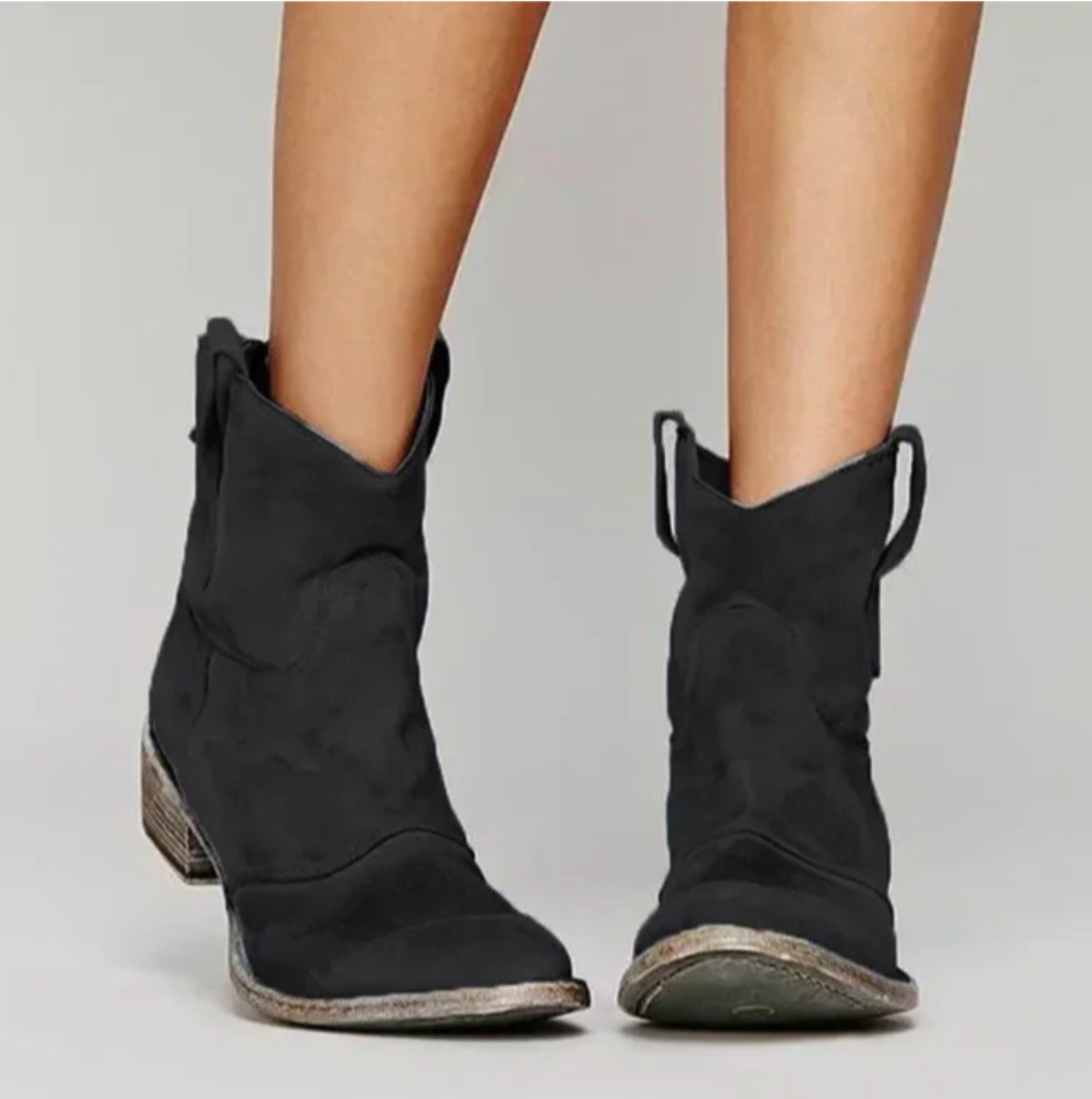 Hazel western-style suede ankle boots in Black