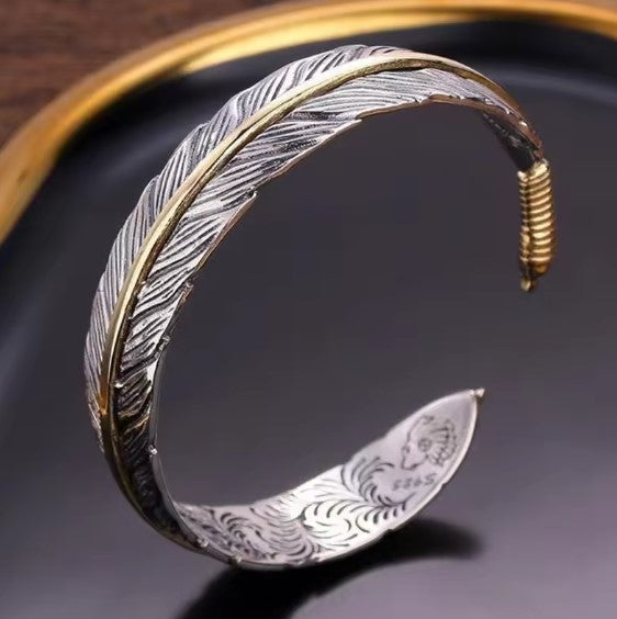 Feather-Engraved Bracelet by Eleanor Vale