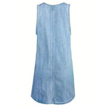Woman wearing a relaxed denim dress