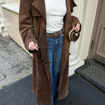 Belted-Suede Trench Coat by Eleanor Vale