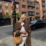 Belted-Suede Trench Coat by Eleanor Vale