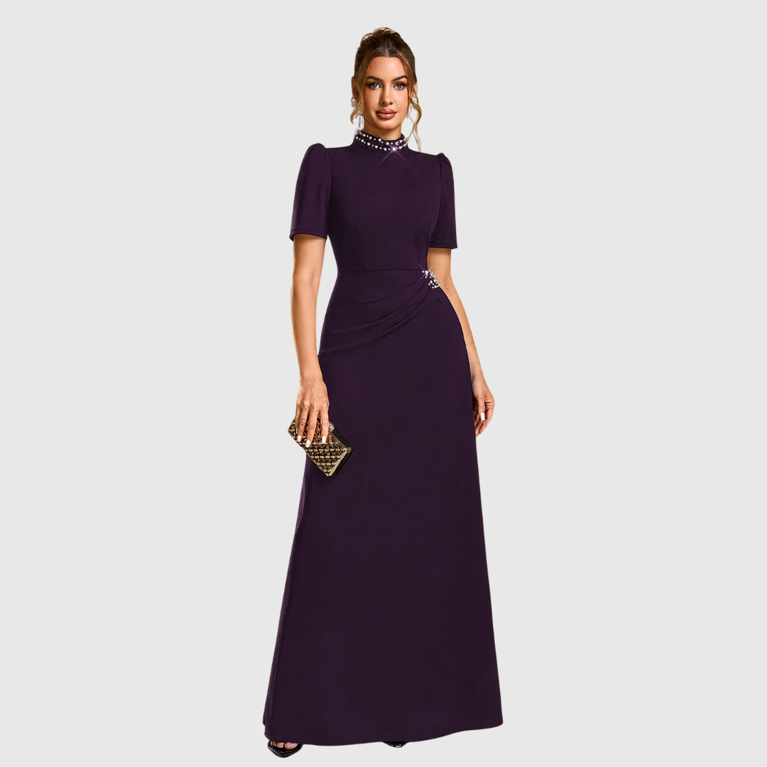 Woman wearing an elegant bridesmaid and evening gown