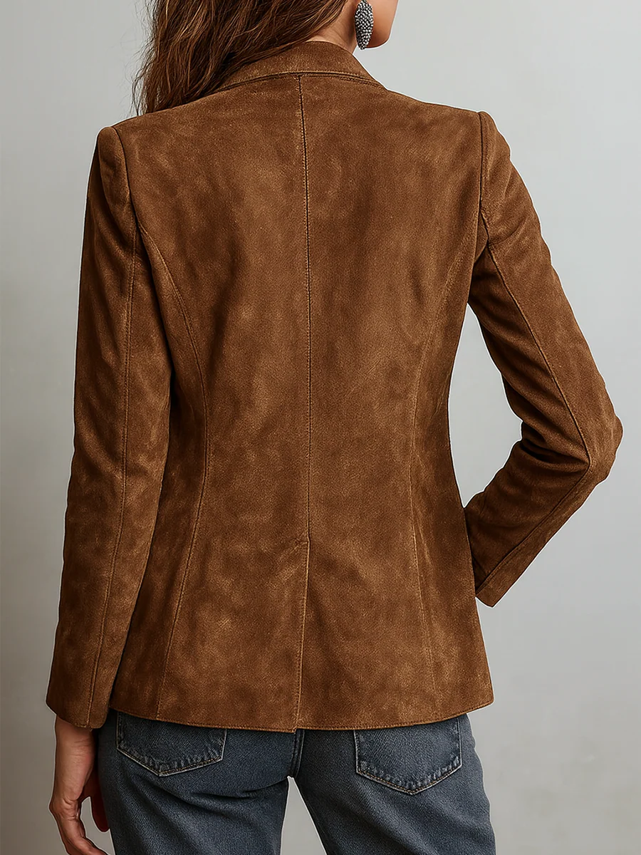 Woman wearing a vintage brown blazer