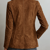 Woman wearing a vintage brown blazer