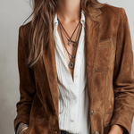 Woman wearing a vintage brown blazer