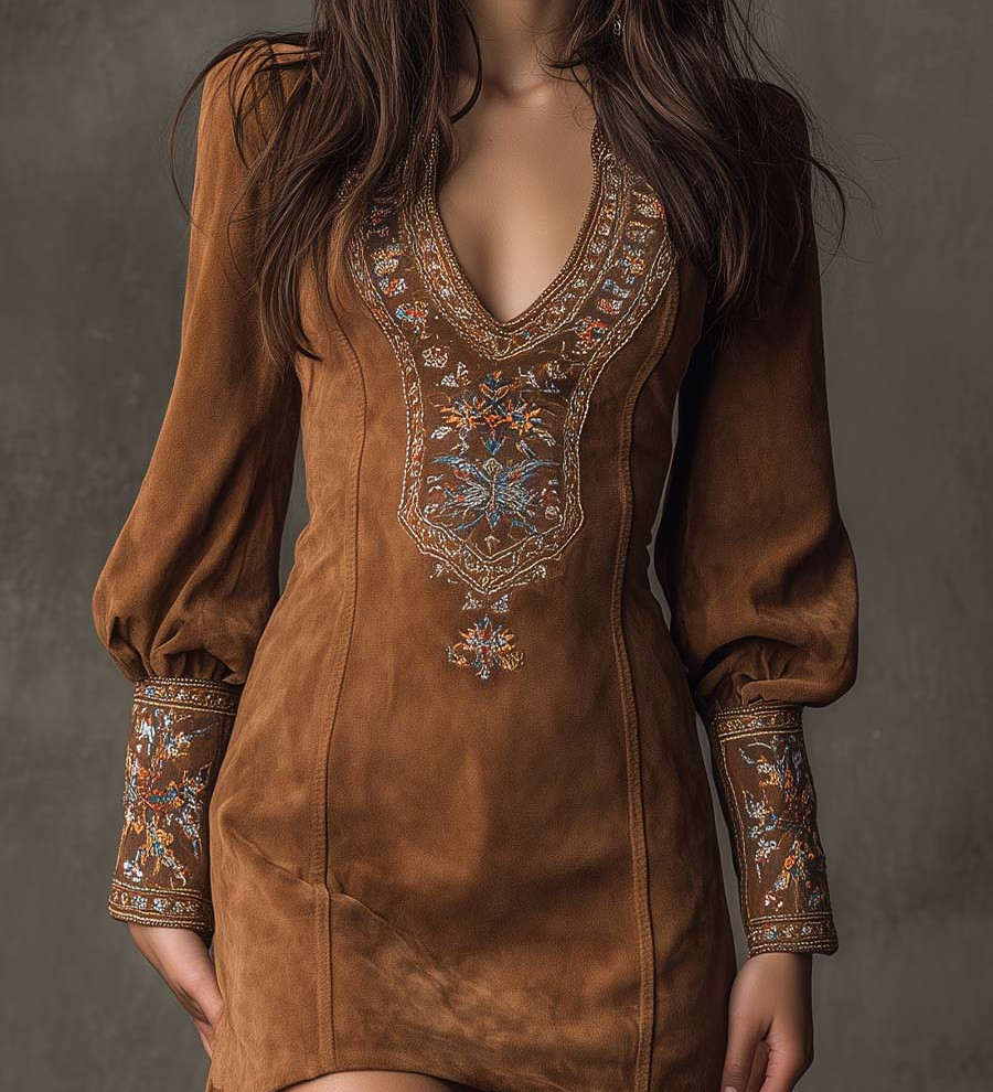 Embroidered-Yoke Mini Dress by Eleanor Vale
