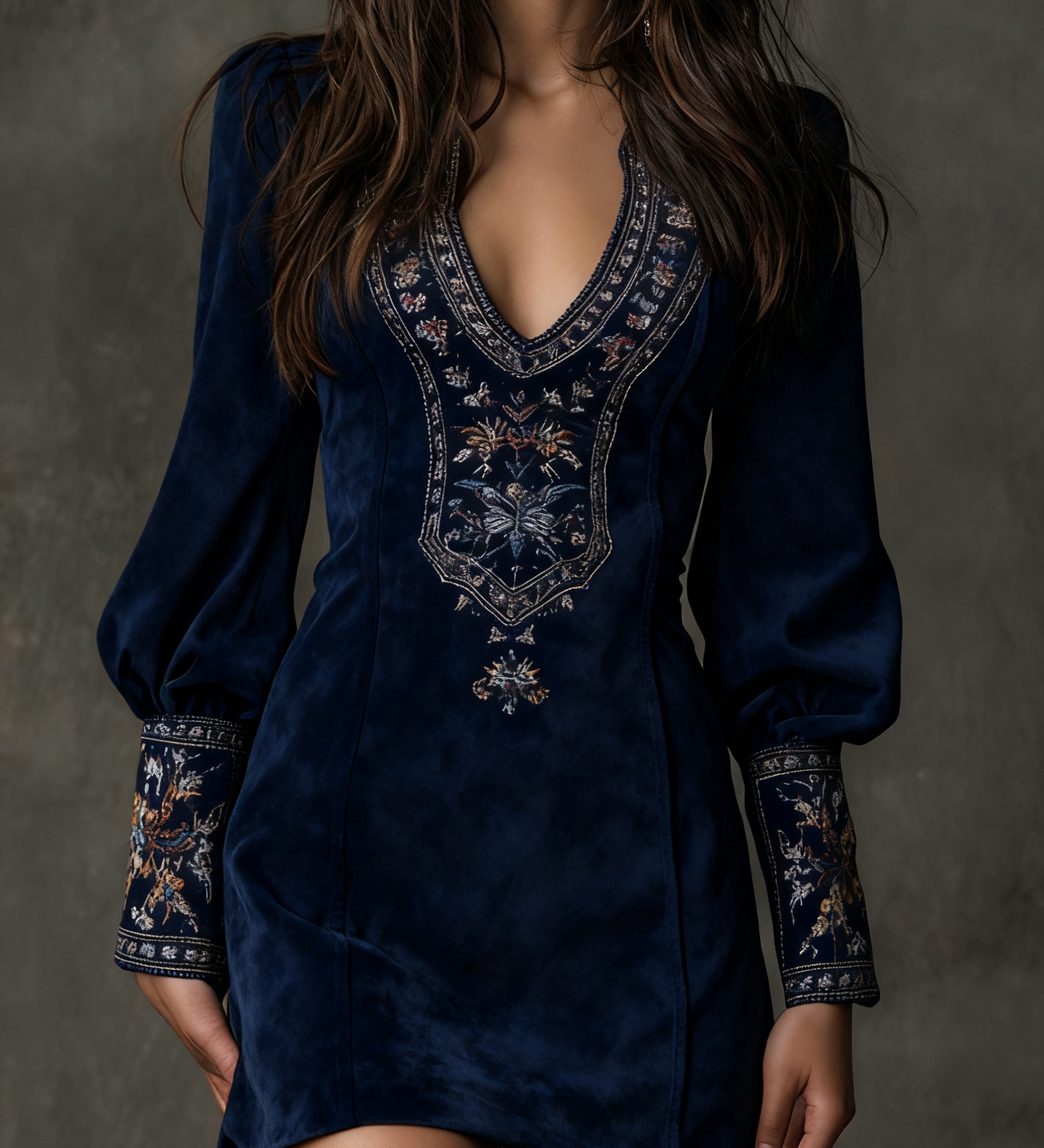 Embroidered-Yoke Mini Dress by Eleanor Vale