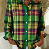 Vintage heritage plaid button-front blouse