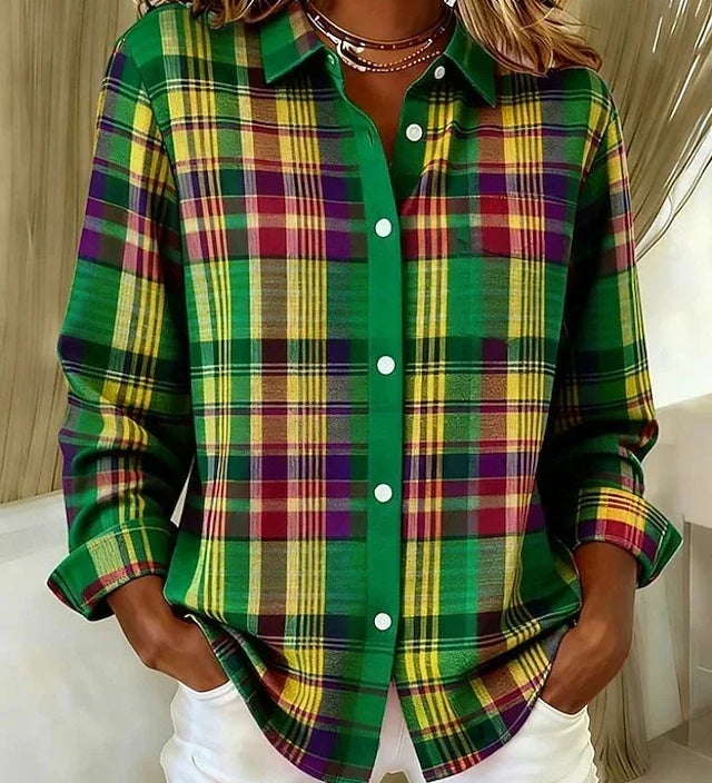 Vintage heritage plaid button-front blouse