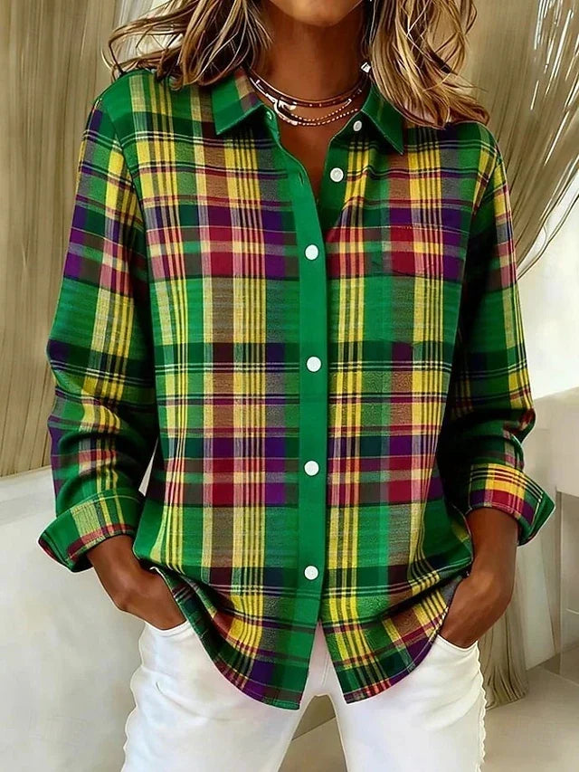 Vintage heritage plaid button-front blouse