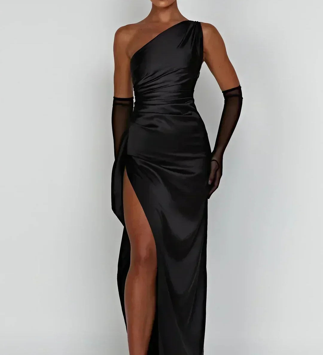 Thigh-Split Satin Dress by Eleanor Vale