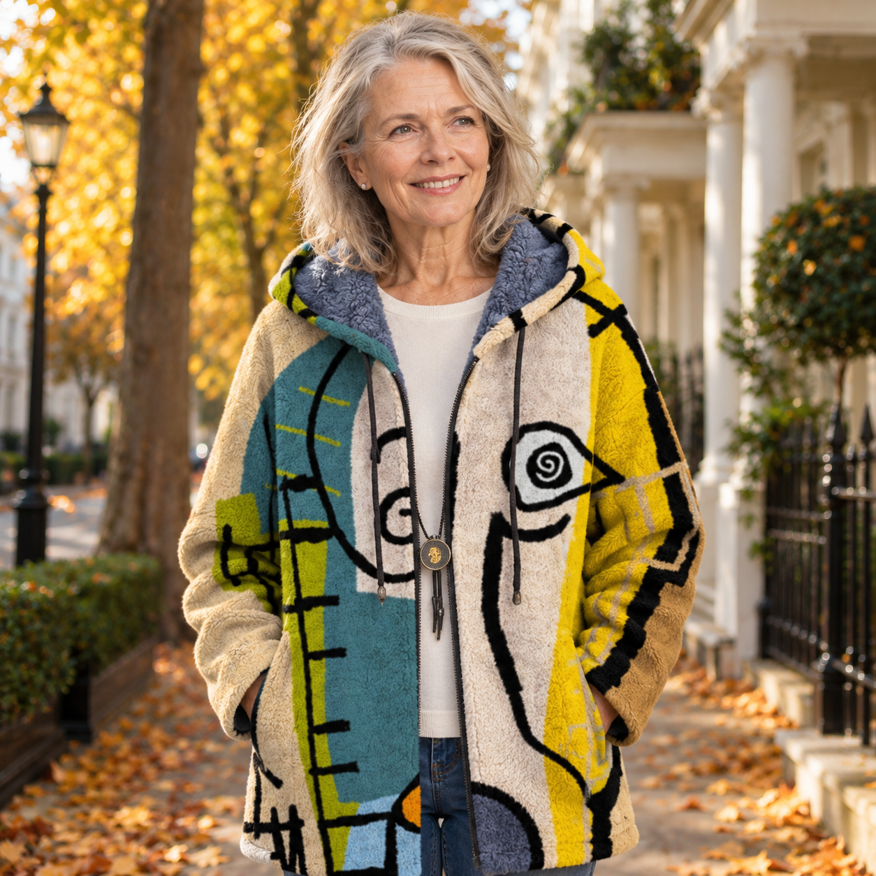 Winifred - Abstract-Print Coat - Yellow
