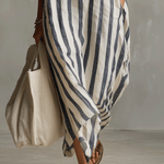 Striped button-front boho maxi dress
