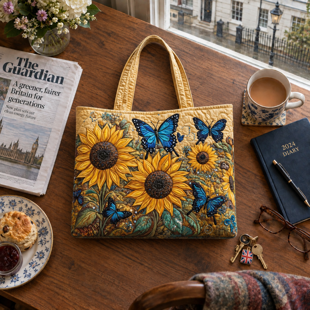 Delphine - Sapphire-Wing Tote Bag