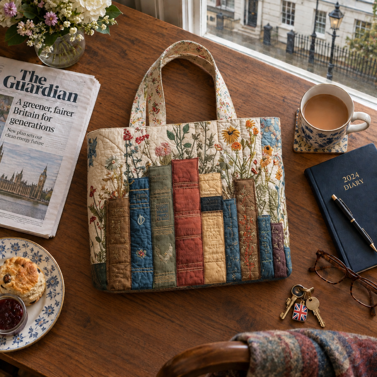 Cecily - Botanical-Spine Tote Bag