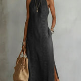 Retro lace-trim denim dress