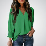 Smocked-Cuff Blouse by Eleanor Vale