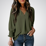 Smocked-Cuff Blouse by Eleanor Vale