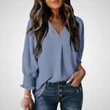 Smocked-Cuff Blouse by Eleanor Vale