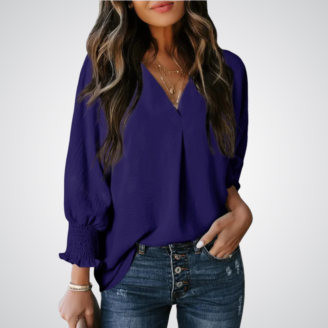 Smocked-Cuff Blouse by Eleanor Vale