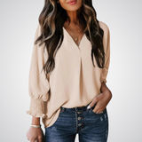 Smocked-Cuff Blouse by Eleanor Vale