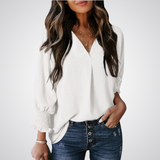 Smocked-Cuff Blouse by Eleanor Vale
