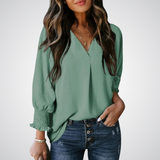 Smocked-Cuff Blouse by Eleanor Vale