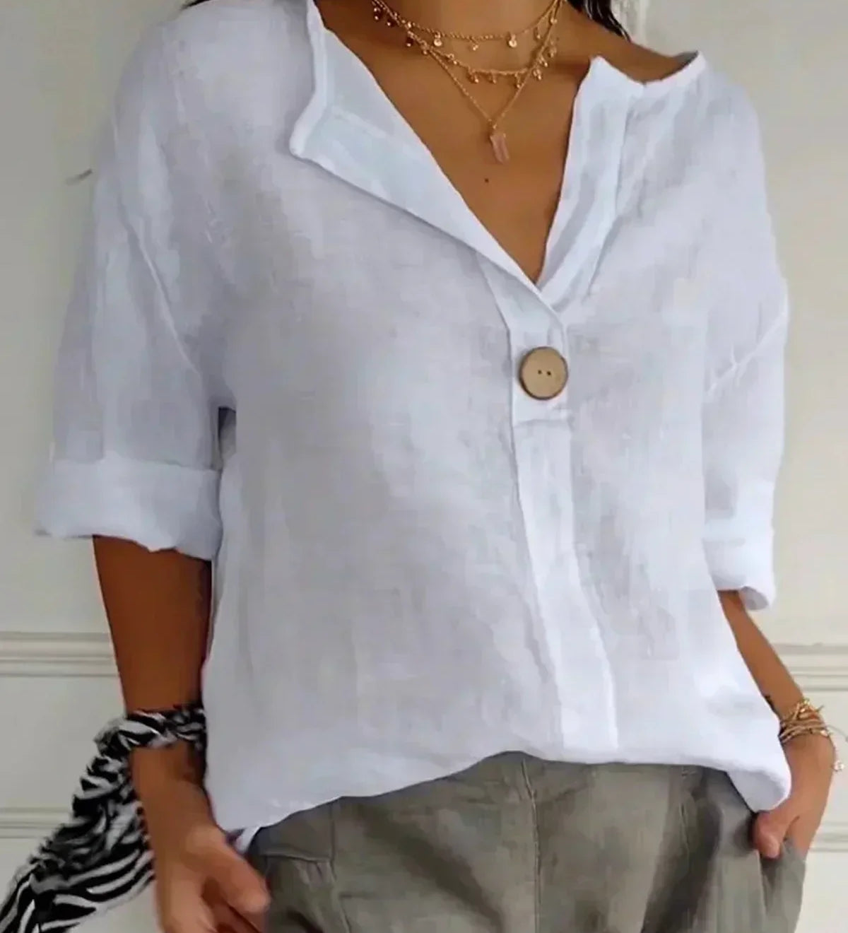 Draped V-Neck Blouse by Eleanor Vale