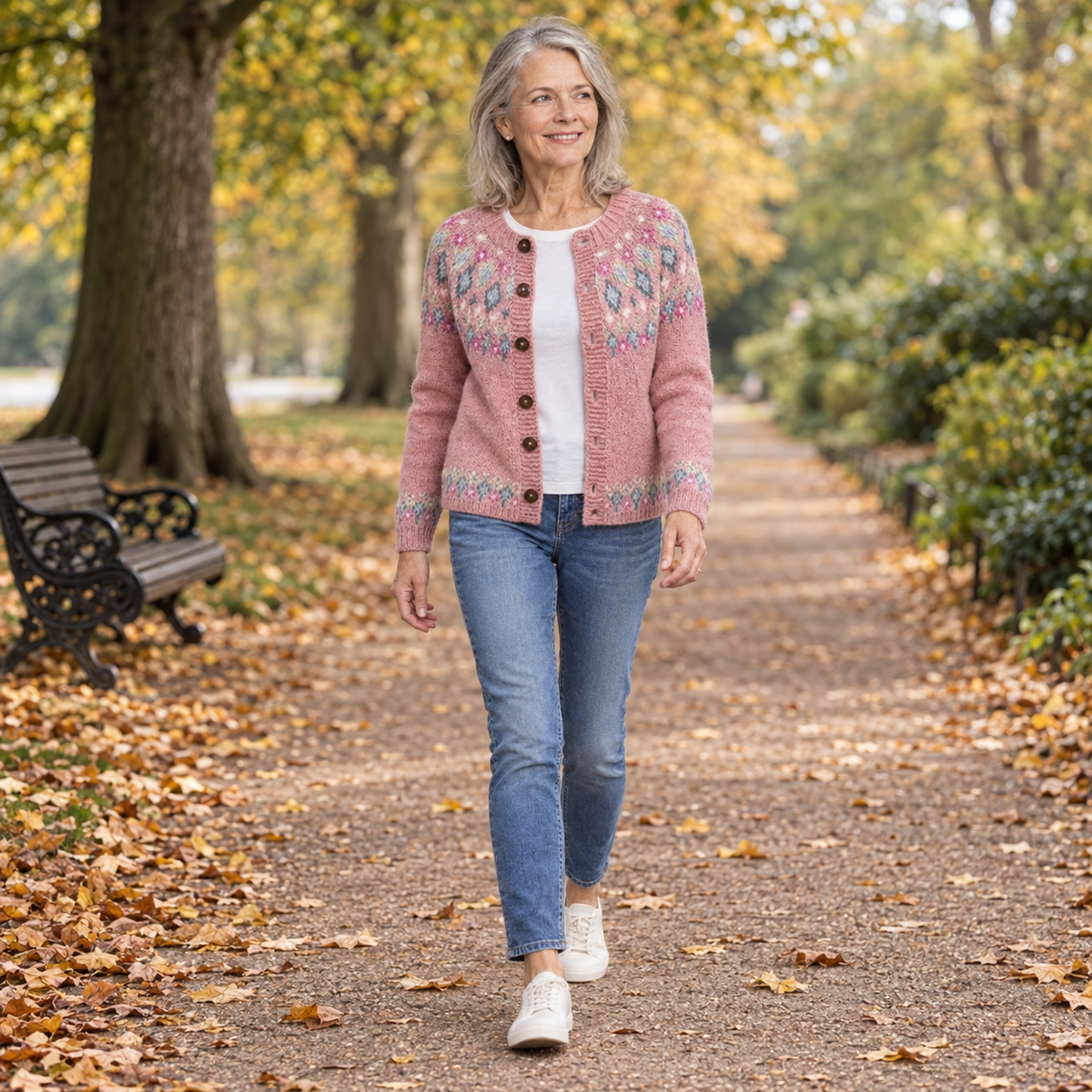 Mia - Diamond-Yoke Floral Cardigan