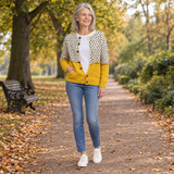 Frieda - Dotted Colour-Block Cardigan