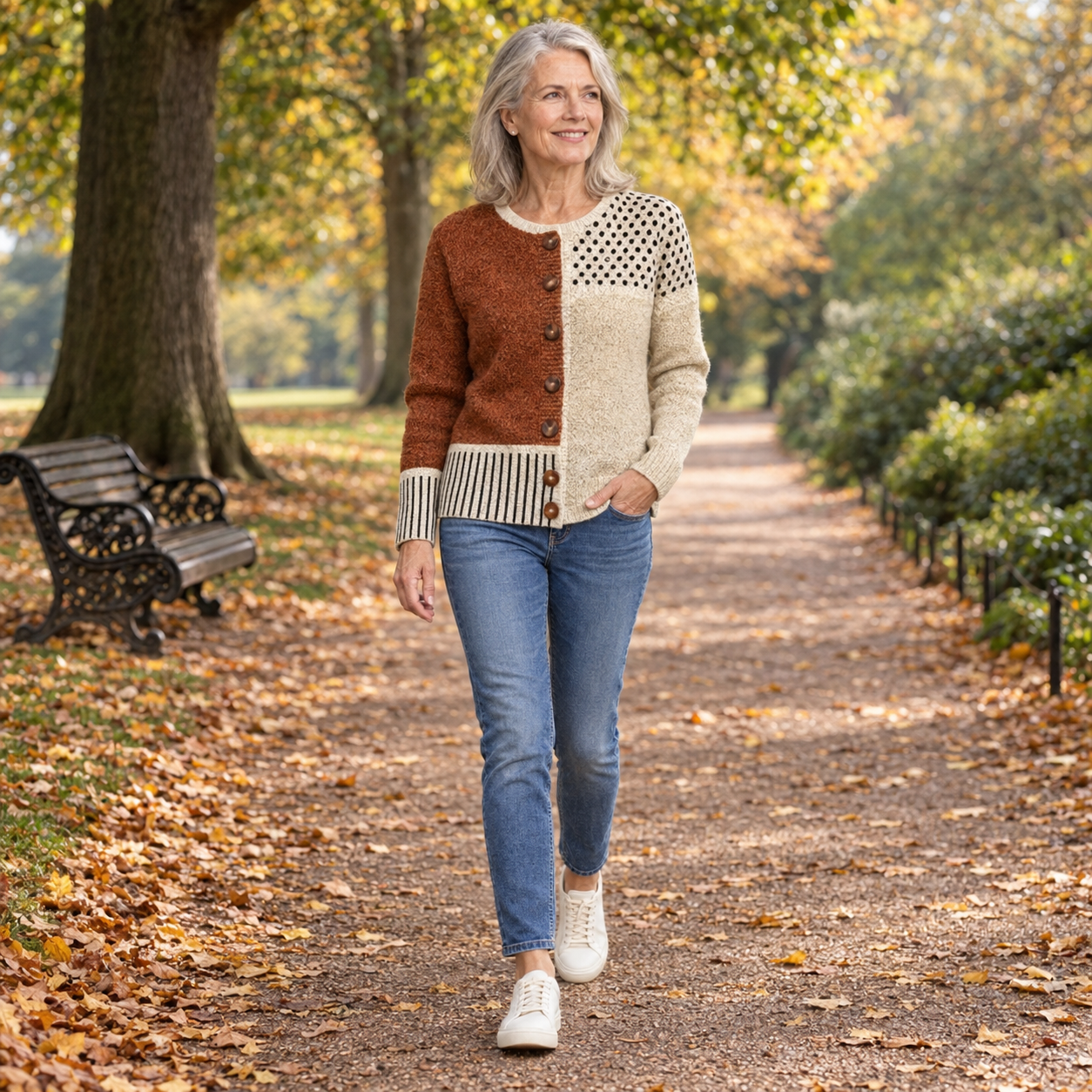 Eloise - Colour-Block Patchwork Cardigan