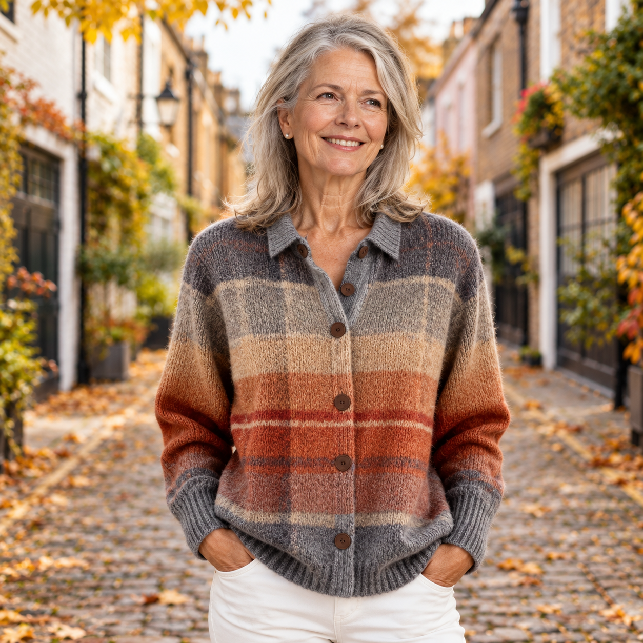 Edith - Autumn-Tartan Check Cardigan