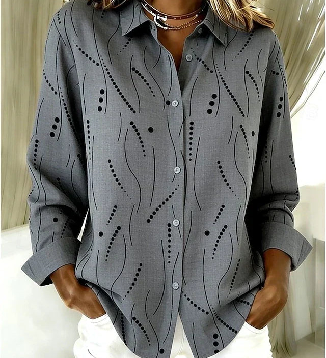 Dotted line print relaxed-fit blouse